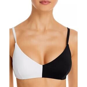 AQUA Swim Color Blocked Black & White Bikini Top New Sz Lg
